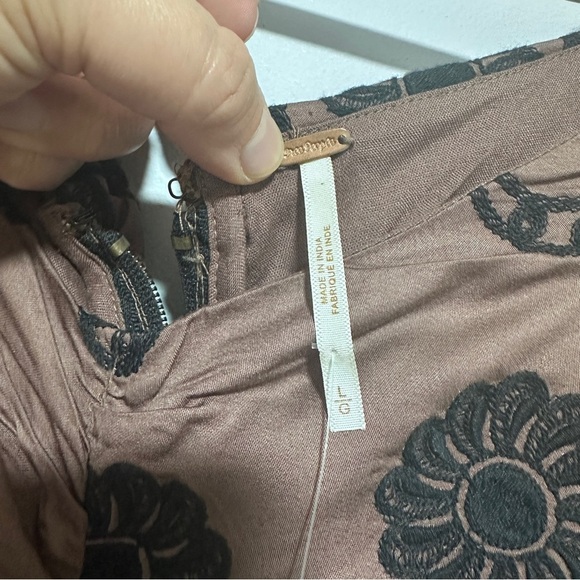 NWT Free People Ruched Women's Mini Dress with Floral Embroidery size L - Picture 5 of 13